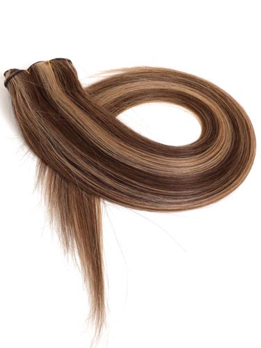 Fab Clip In Lace Weft Remy Hair Extensions (140g) #4/27-Chocolate Brown with Strawberry Blonde 20 inch