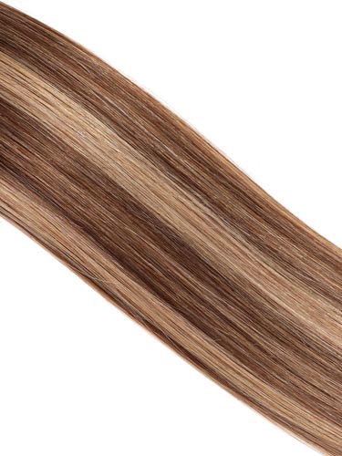 Fab Clip In Lace Weft Remy Hair Extensions (140g) #4/27-Chocolate Brown with Strawberry Blonde 20 inch