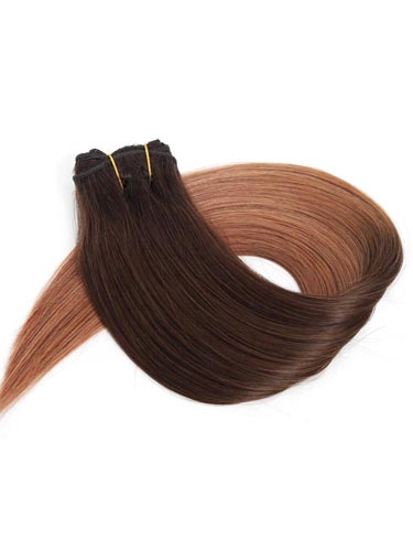 Fab Clip In Lace Weft Remy Hair Extensions (140g) #T2/30-Dip Dye Darkest Brown to Auburn 20 inch