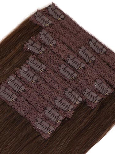 Fab Clip In Lace Weft Remy Hair Extensions (140g) #T4/613-Dip Dye Chocolate Brown to Lightest Blonde 20 inch