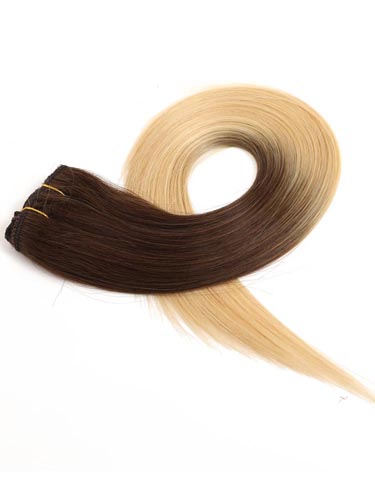 Fab Clip In Lace Weft Remy Hair Extensions (140g) #T4/613-Dip Dye Chocolate Brown to Lightest Blonde 20 inch