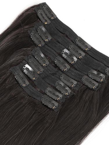 Fab Clip In Lace Weft Remy Hair Extensions (140g) #T1B/27-Dip Dye Natural Black to Strawberry Blonde 16 inch