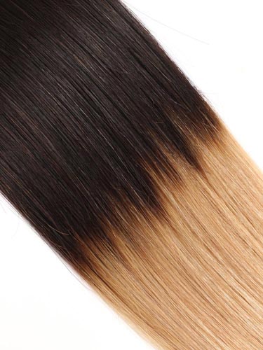 Fab Clip In Lace Weft Remy Hair Extensions (140g) #T1B/27-Dip Dye Natural Black to Strawberry Blonde 20 inch