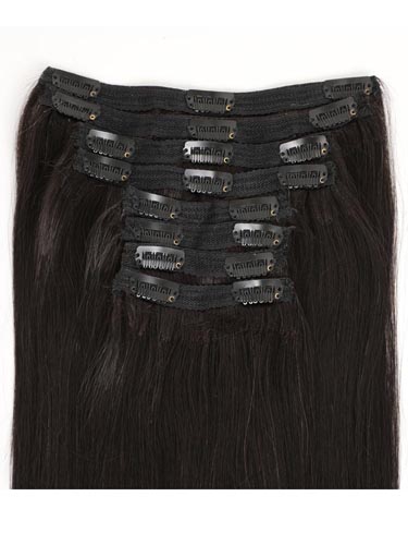 Fab Clip In Lace Weft Remy Hair Extensions (140g) #T1B/613-Dip Dye Natural Black to Lightest Blonde 20 inch