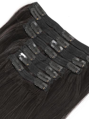Fab Clip In Lace Weft Remy Hair Extensions (140g) #T1B/613-Dip Dye Natural Black to Lightest Blonde 16 inch