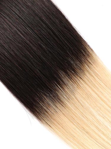 Fab Clip In Lace Weft Remy Hair Extensions (140g) #T1B/613-Dip Dye Natural Black to Lightest Blonde 20 inch