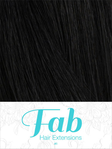 Fab Clip In One Piece Synthetic Hair Extensions - Straight #1-Jet Black 18 inch