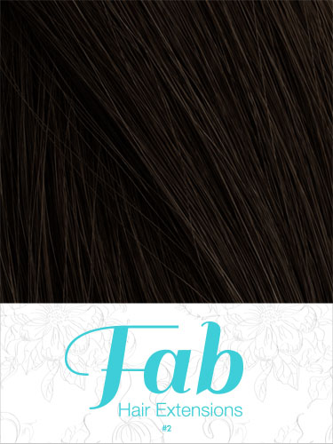 Fab Clip In One Piece Synthetic Hair Extensions - Straight #2-Darkest Brown 18 inch