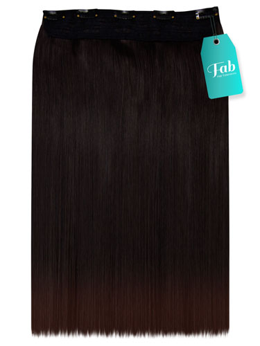 Fab Clip In One Piece Synthetic Hair Extensions - Straight #T3/6-Dark Brown With Medium Brown Dip Dye 18 inch