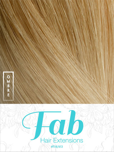 Fab Clip In One Piece Synthetic Hair Extensions - Straight #T18/613-Ash Blonde With Lightest Blonde Dip Dye 18 inch
