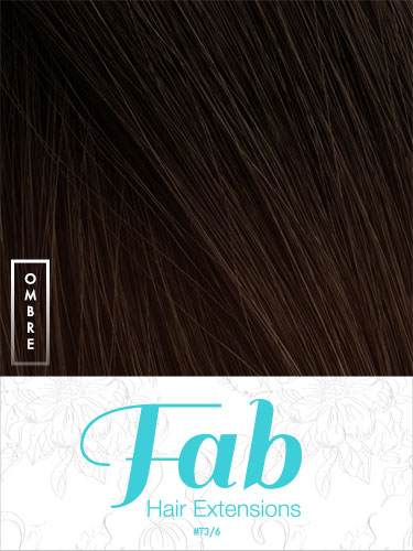 Fab Clip In One Piece Synthetic Hair Extensions - Straight #T3/6-Dark Brown With Medium Brown Dip Dye 18 inch