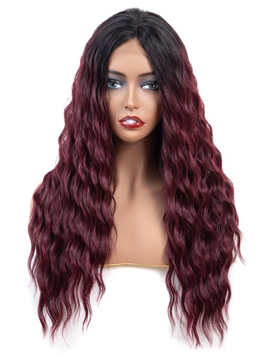 Fab Adella Mermaid Waves Natural Wig #99J-Wine Red