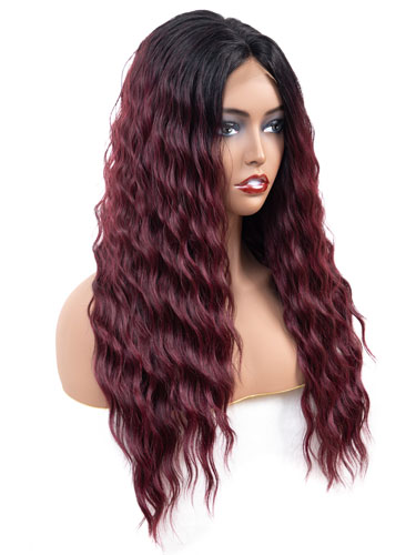 Fab Adella Mermaid Waves Natural Wig #99J-Wine Red