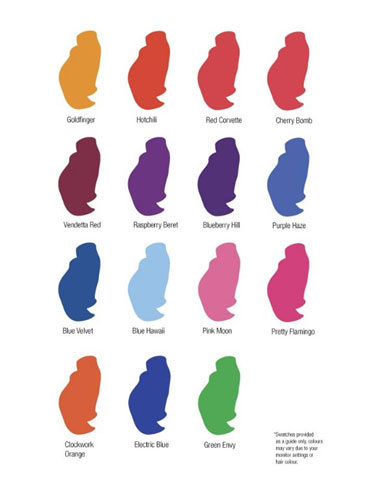 Fudge Paintbox Hair Dye Colour Chart