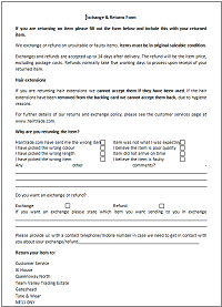 Exchang/Return Form