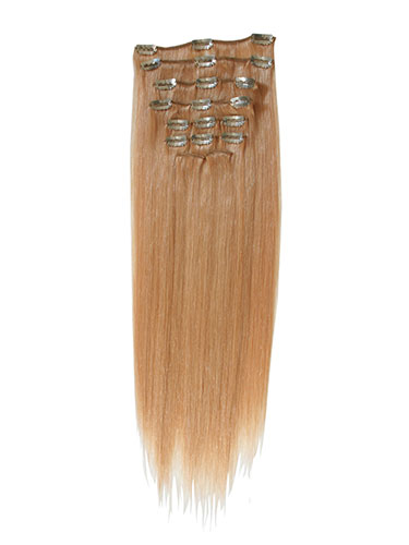 I&K Gold Clip In Straight Human Hair Extensions - Full Head #12-Light Golden Brown 22 inch