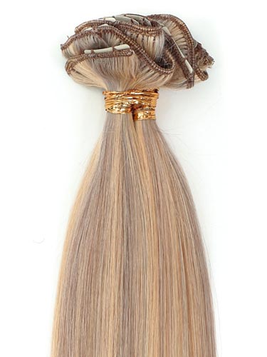 I&K Gold Clip In Straight Human Hair Extensions - Full Head #18/22 14 inch