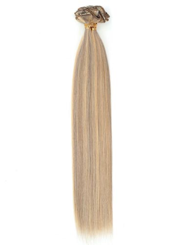I&K Gold Clip In Straight Human Hair Extensions - Full Head #18/613 22 inch