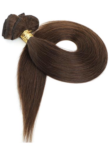 I&K Gold Clip In Straight Human Hair Extensions - Full Head #2-Darkest Brown 14 inch