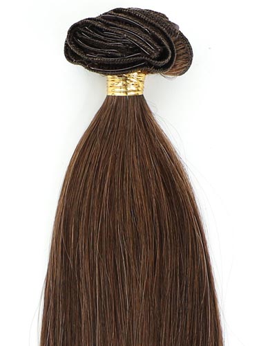 I&K Gold Clip In Straight Human Hair Extensions - Full Head #4-Chocolate Brown 22 inch