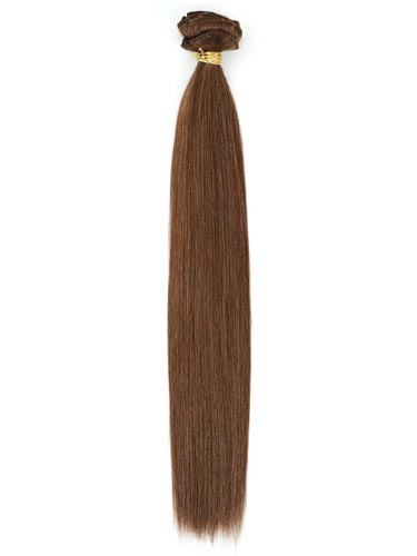 I&K Gold Clip In Straight Human Hair Extensions - Full Head #6-Medium Brown 22 inch