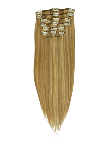 I&K Gold Clip In Straight Human Hair Extensions - Full Head #12/16/613 22 inch