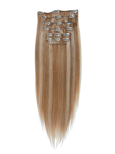 I&K Gold Clip In Straight Human Hair Extensions - Full Head #24/27 14 inch