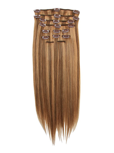 I&K Gold Clip In Straight Human Hair Extensions - Full Head #6/27 22 inch