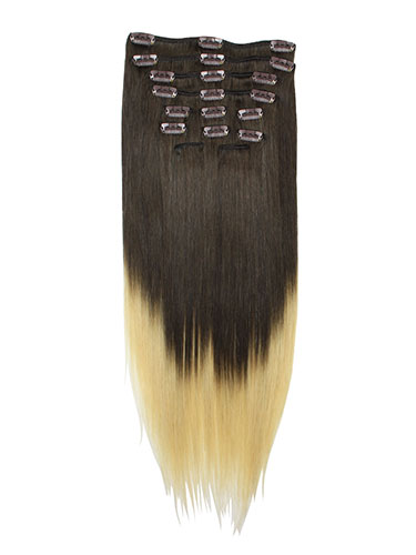 I&K Gold Clip In Straight Human Hair Extensions - Full Head #T2/24 22 inch