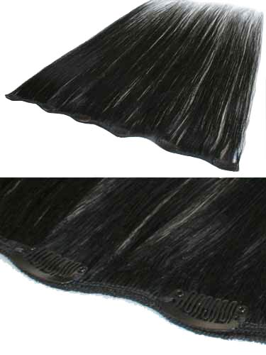 I&K Clip In Human Hair Extensions - Quick Length Piece #1-Jet Black 18 inch