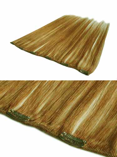 I&K Clip In Human Hair Extensions - Quick Length Piece #12-Light Golden Brown 18 inch