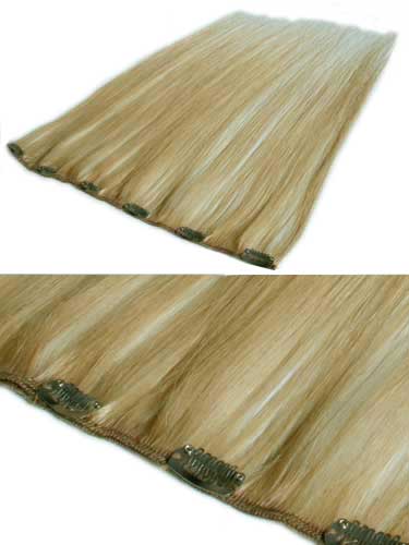 I&K Clip In Human Hair Extensions - Quick Length Piece #22-Medium Blonde 18 inch