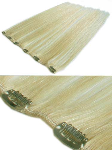 I&K Clip In Human Hair Extensions - Quick Length Piece #60-Platinum Blonde 18 inch
