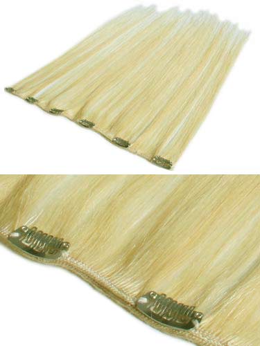 I&K Clip In Human Hair Extensions - Quick Length Piece #613-Lightest Blonde 18 inch