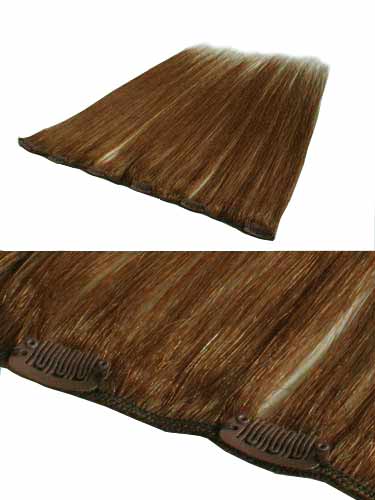I&K Clip In Human Hair Extensions - Quick Length Piece #8-Light Brown 18 inch