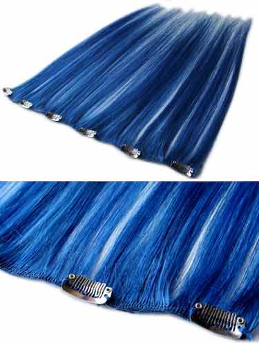 I&K Clip In Human Hair Extensions - Quick Length Piece #Blue 18 inch