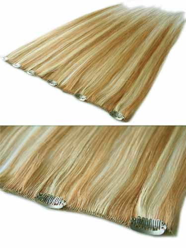 I&K Clip In Human Hair Extensions - Quick Length Piece #27/613 18 inch