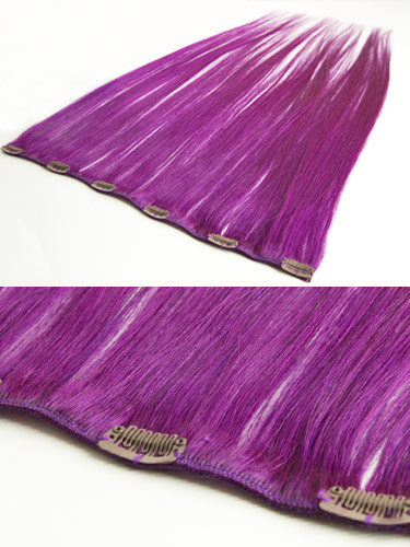 I&K Clip In Human Hair Extensions - Quick Length Piece #Purple 18 inch