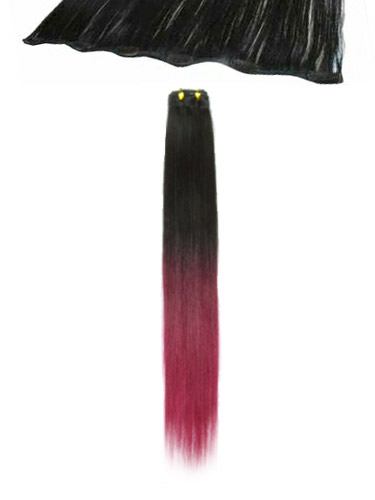 I&K Clip In Human Hair Extensions - Quick Length Piece #T2/Burg 18 inch