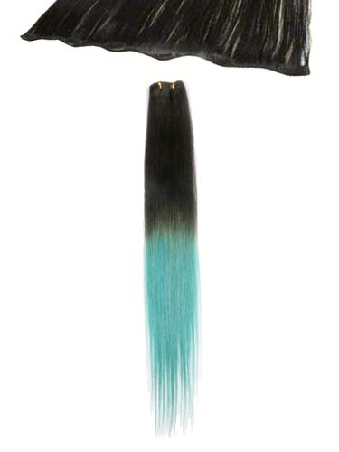I&K Clip In Human Hair Extensions - Quick Length Piece #T2/Turquoise 18 inch