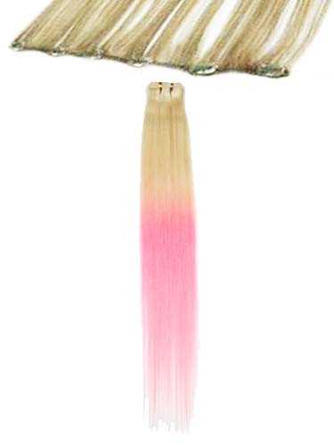 I&K Clip In Human Hair Extensions - Quick Length Piece #T613/Light Pink 18 inch