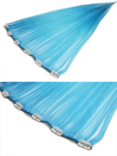 I&K Clip In Human Hair Extensions - Quick Length Piece #Turquoise 18 inch