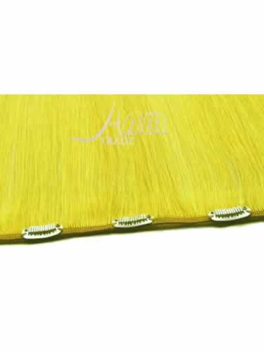 I&K Clip In Human Hair Extensions - Quick Length Piece #Yellow 18 inch