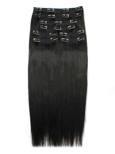 I&K Remy Clip In Hair Extensions - Full Head #1B-Natural Black 18 inch
