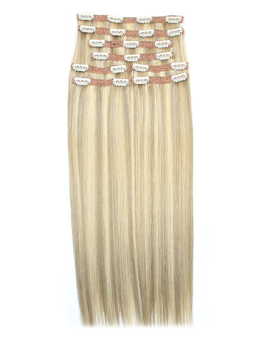 I&K Remy Clip In Hair Extensions - Full Head #18/613 22 inch