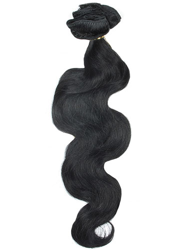 I&K Gold Clip In Body Wave Human Hair Extensions - Full Head #1-Jet Black 18 inch