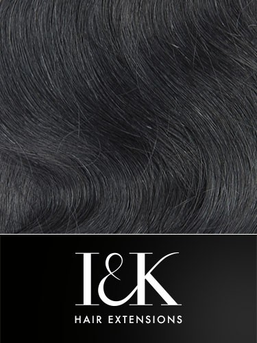 I&K Gold Clip In Body Wave Human Hair Extensions - Full Head #1B-Natural Black 18 inch