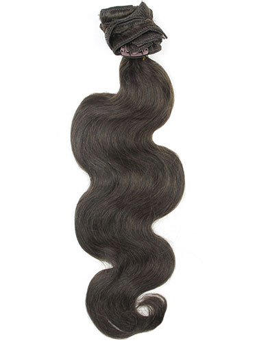 I&K Gold Clip In Body Wave Human Hair Extensions - Full Head #2-Darkest Brown 18 inch