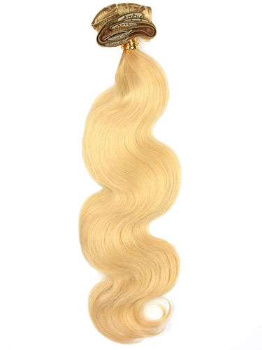 I&K Gold Clip In Body Wave Human Hair Extensions - Full Head #22-Medium Blonde 22 inch