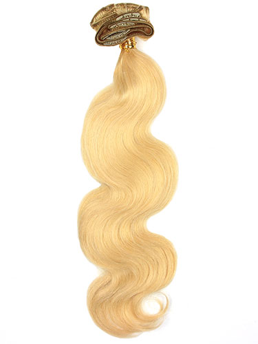 I&K Gold Clip In Body Wave Human Hair Extensions - Full Head #22-Medium Blonde 18 inch